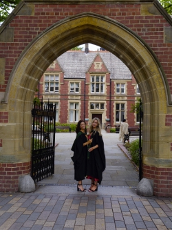 Maddie and Millie under that archway.